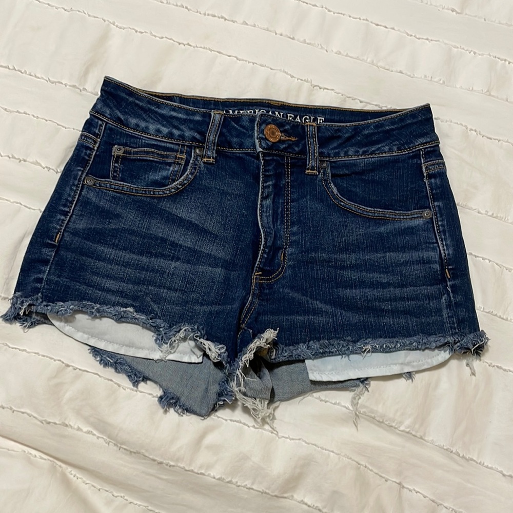 American Eagle Hi Rise Shortie Jean Shorts